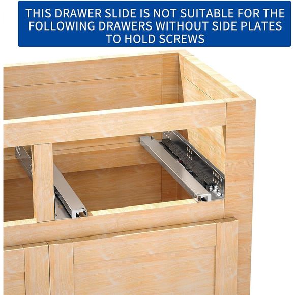 22" Bottom Mount Soft Close Drawer Slides Full Extension 80lb Load 22 inch - Picture 2 of 11